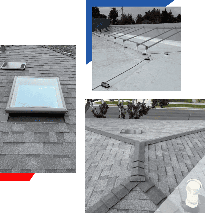 collage of images showcasing different types of completed roofing projects
